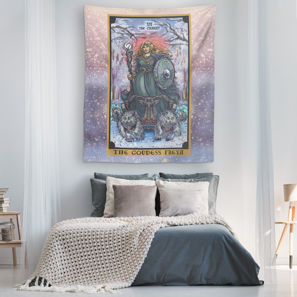 The Goddess Freya In The Chariot Tarot Card Tapestry