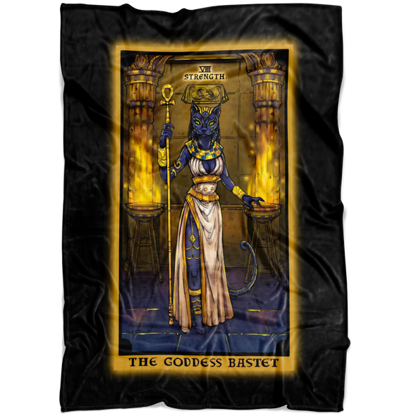 The Goddess Bastet Strength Tarot Card Blanket