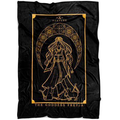 The Goddess Freyja Tarot Card Blanket (Black & Gold)