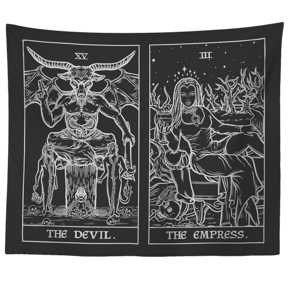 The Devil and The Empress Black & White 2 in 1 Tapestry