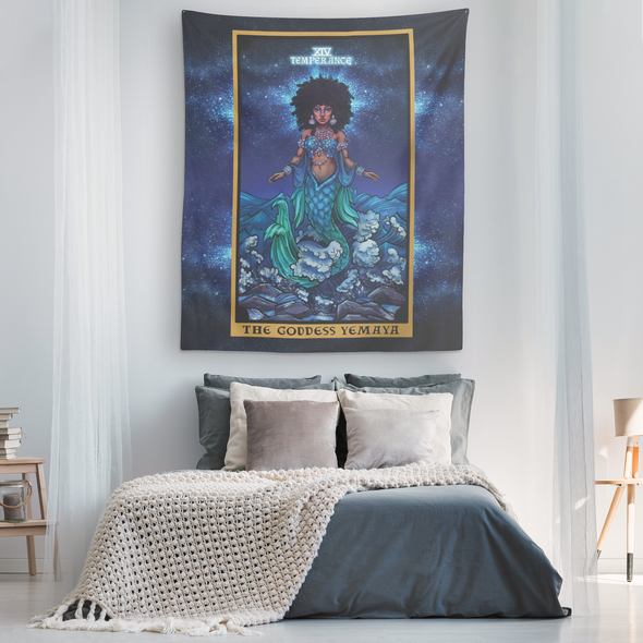 The Goddess Yemaya In Temperance Tarot Card Tapestry