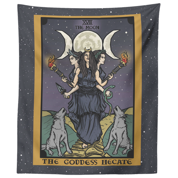 (Color / Vertical) The Goddess Hecate Tarot Card Tapestry