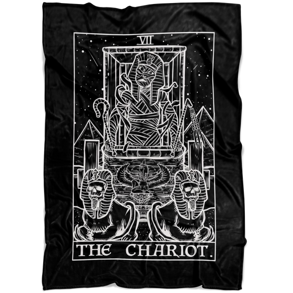 The Chariot Tarot Card Blanket - Ghoulish Edition (Black & White)