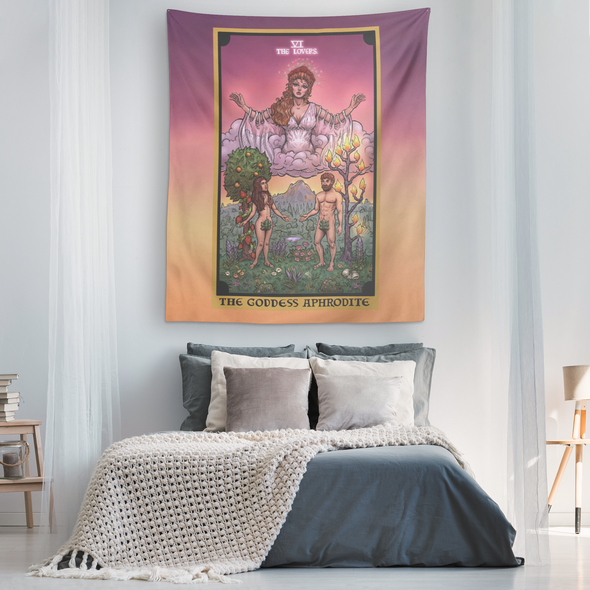 The Goddess Aphrodite The Lovers Tarot Card Tapestry