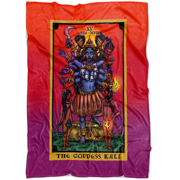 The Goddess Kali In The Devil Tarot Card Blanket (Color / Vertical)