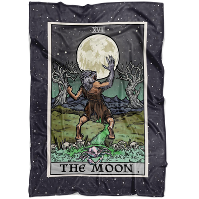 The Moon Tarot Card Blanket - Ghoulish Edition (Color / Vertical)
