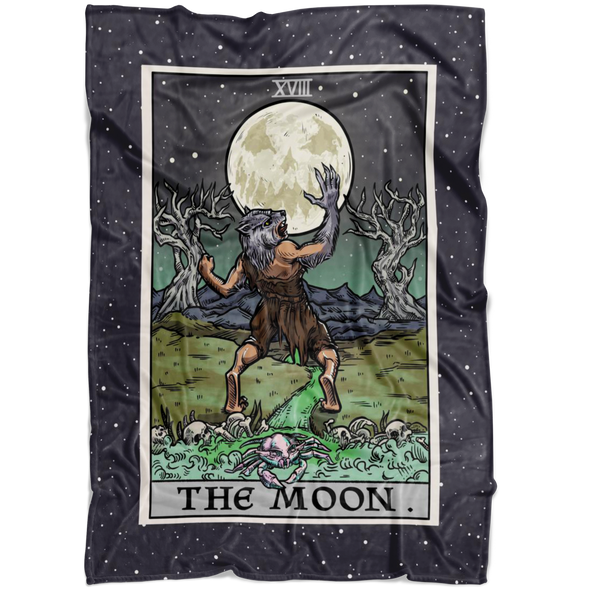 The Moon Tarot Card Blanket - Ghoulish Edition (Color / Vertical)
