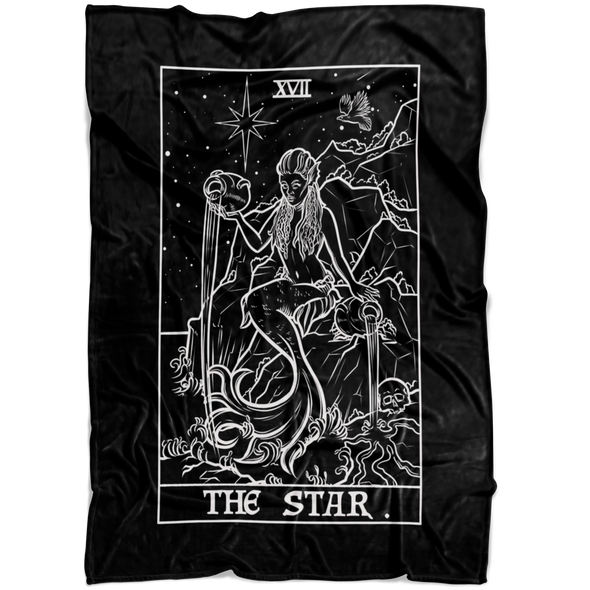 The Star Tarot Card Blanket - Ghoulish Edition (Black & White)