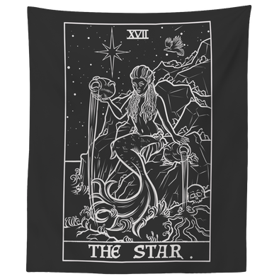 (Black & White) The Star Tarot Card Tapestry (Large Variant)