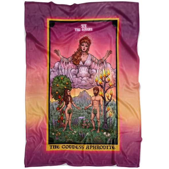 The Goddess Aphrodite In The Lovers Tarot Card Blanket (Color / Vertical)
