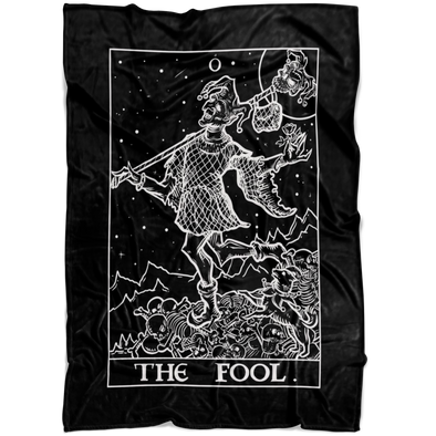 The Fool Tarot Card Blanket - Ghoulish Edition (Black & White)