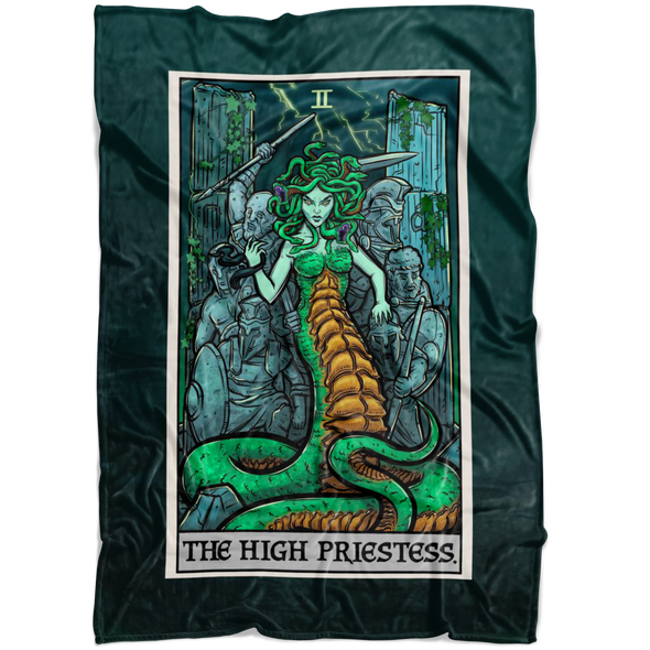 The High Priestess Tarot Card Blanket - Ghoulish Edition (Color / Vertical)