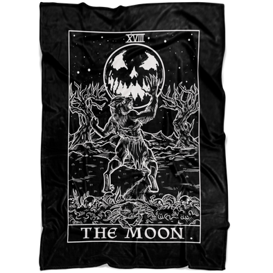 The Moon Tarot Card Blanket - Ghoulish Edition (Black & White)