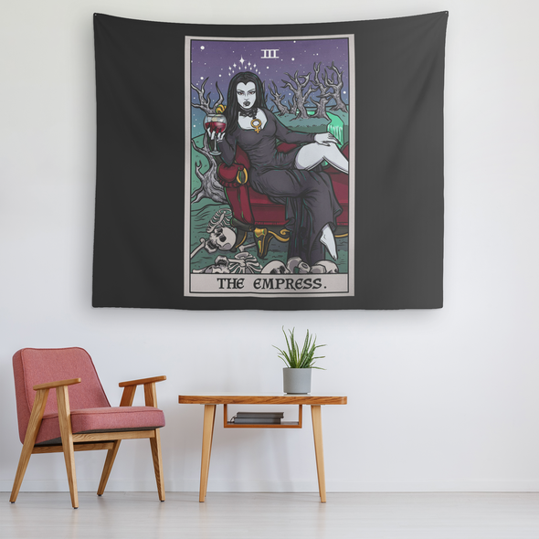 The Empress Tarot Card Tapestry (Color) (Black Background)
