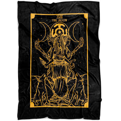 The Goddess Hecate The Moon Tarot Card Blanket (Black & Gold)