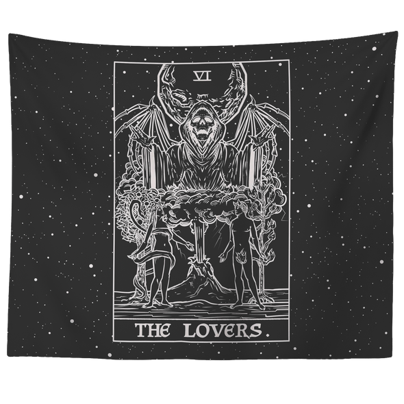(Black &White) The Lovers Horizontal Monochrome Tapestry
