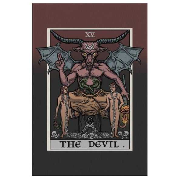teelaunch Canvas Wall Art 2 8 x 12 The Devil Tarot Card - Ghoulish Edition Canvas Print