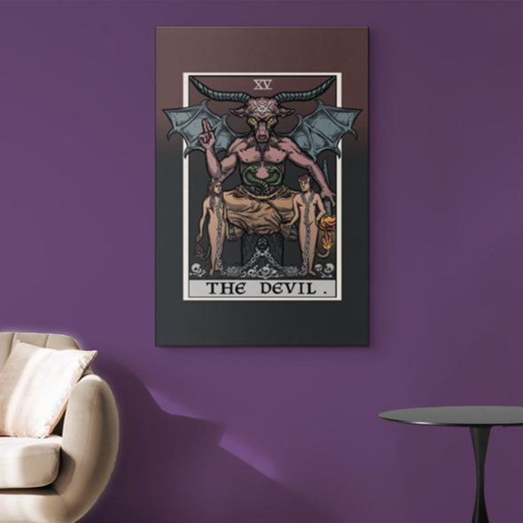teelaunch Canvas Wall Art 2 8 x 12 The Devil Tarot Card - Ghoulish Edition Canvas Print
