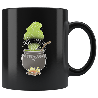 teelaunch Drinkware 11 oz Pot Head Black Coffee Mug