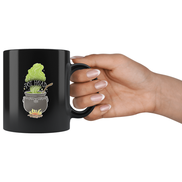 teelaunch Drinkware 11 oz Pot Head Black Coffee Mug