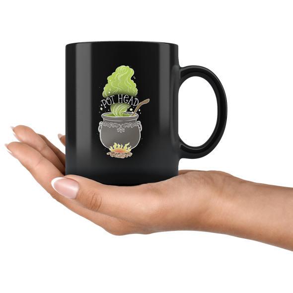 teelaunch Drinkware 11 oz Pot Head Black Coffee Mug