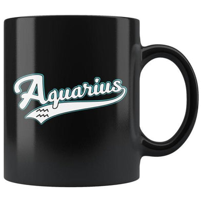 teelaunch Drinkware 11oz Aquarius - Baseball Style Black Coffee Mug