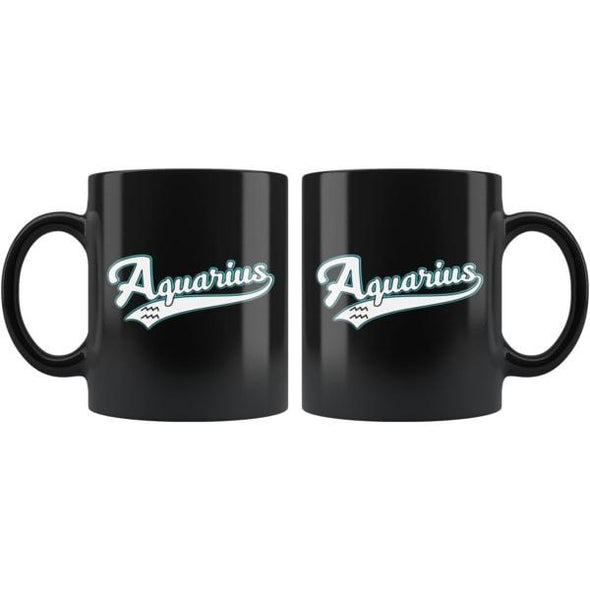 teelaunch Drinkware 11oz Aquarius - Baseball Style Black Coffee Mug