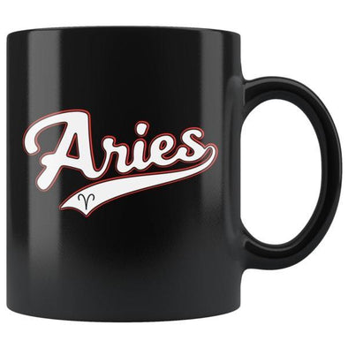 teelaunch Drinkware 11oz Aries - Baseball Style Black Coffee Mug