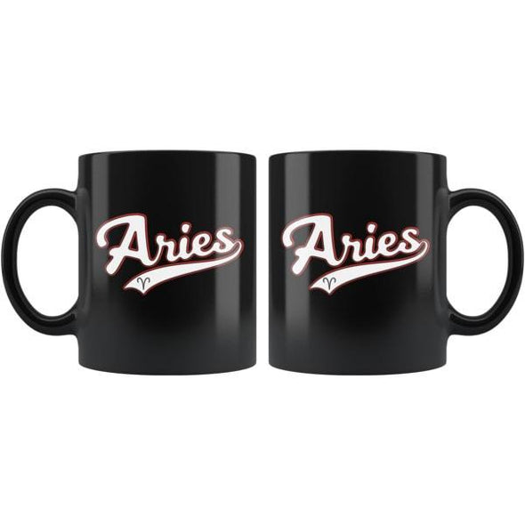 teelaunch Drinkware 11oz Aries - Baseball Style Black Coffee Mug