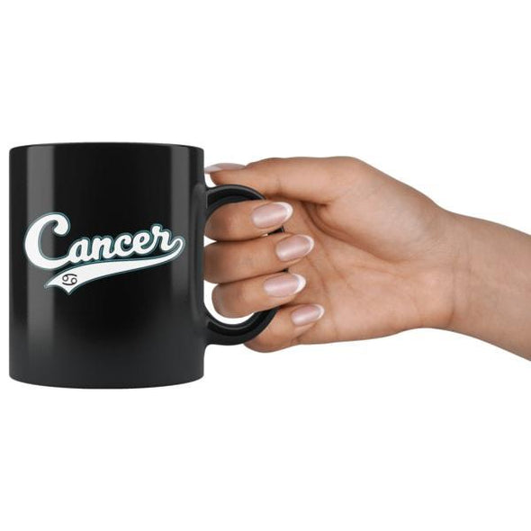 teelaunch Drinkware 11oz Cancer - Baseball Style Black Coffee Mug