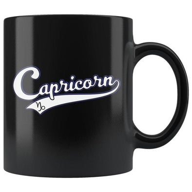 teelaunch Drinkware 11oz Capricorn - Baseball Style Black Coffee Mug