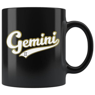 teelaunch Drinkware 11oz Gemini - Baseball Style Black Coffee Mug