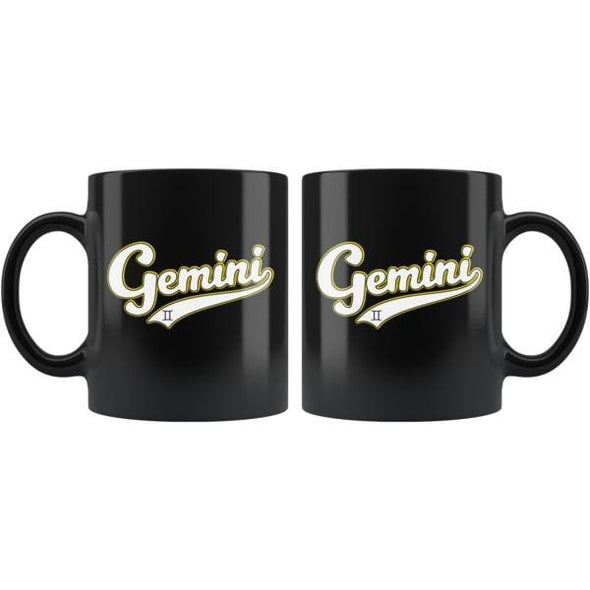 teelaunch Drinkware 11oz Gemini - Baseball Style Black Coffee Mug