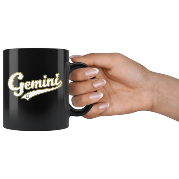 teelaunch Drinkware 11oz Gemini - Baseball Style Black Coffee Mug