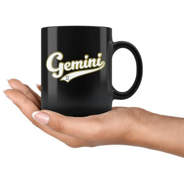 teelaunch Drinkware 11oz Gemini - Baseball Style Black Coffee Mug