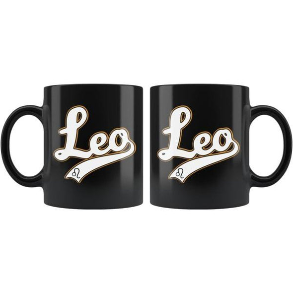 teelaunch Drinkware 11oz Leo - Baseball Style Black Coffee Mug