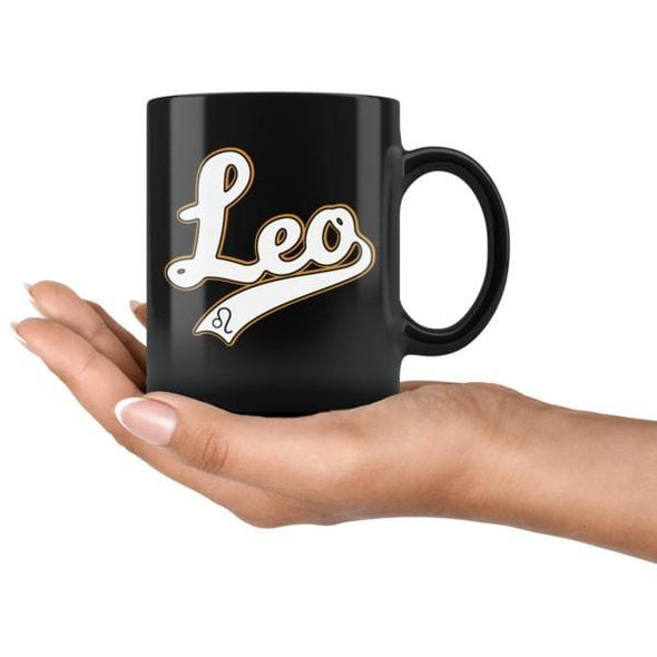 teelaunch Drinkware 11oz Leo - Baseball Style Black Coffee Mug