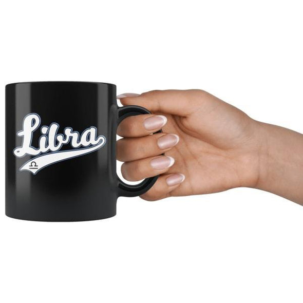 teelaunch Drinkware 11oz Libra - Baseball Style Black Coffee Mug