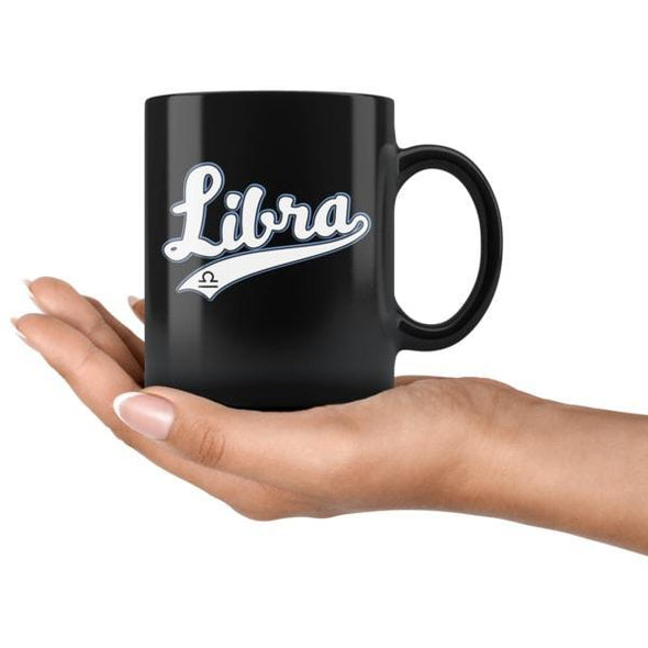 teelaunch Drinkware 11oz Libra - Baseball Style Black Coffee Mug