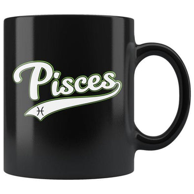 teelaunch Drinkware 11oz Pisces - Baseball Style Black Coffee Mug