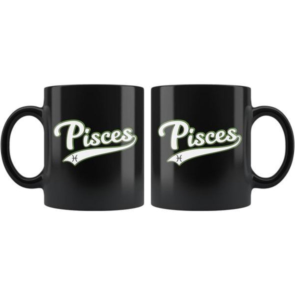 teelaunch Drinkware 11oz Pisces - Baseball Style Black Coffee Mug