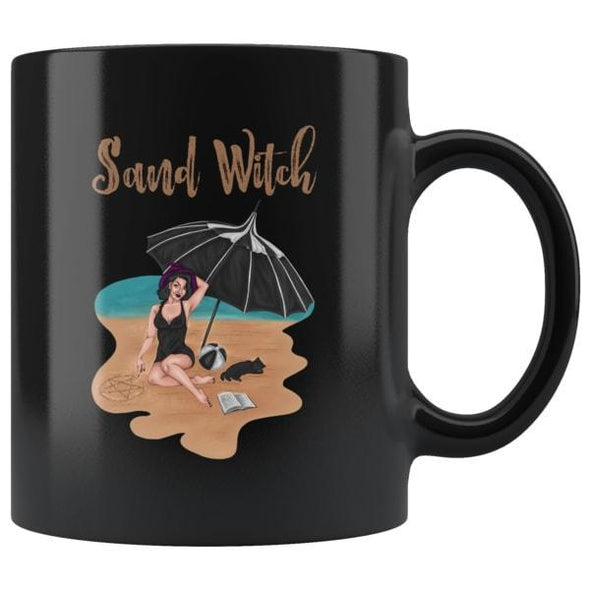 teelaunch Drinkware 11oz Sand Witch Black Coffee Mug