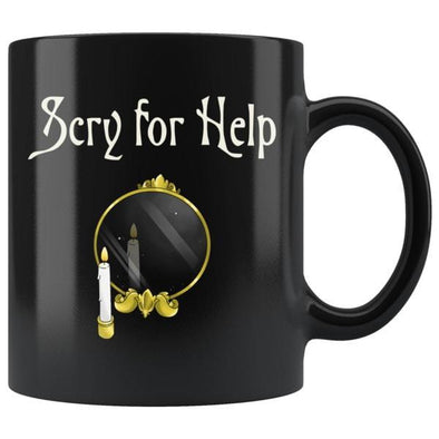 teelaunch Drinkware 11oz Scry for Help Black Coffee Mug