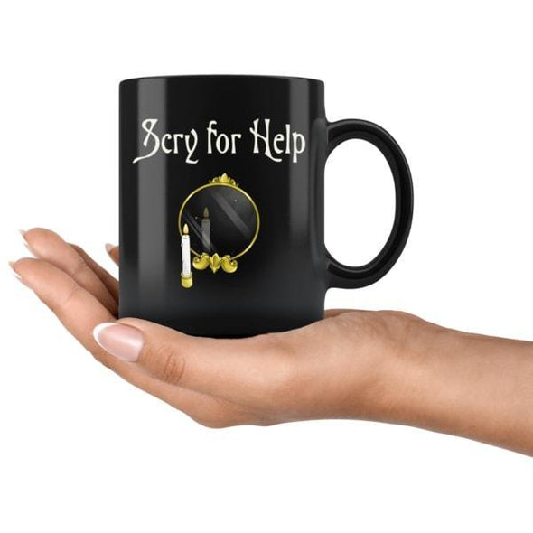 teelaunch Drinkware 11oz Scry for Help Black Coffee Mug