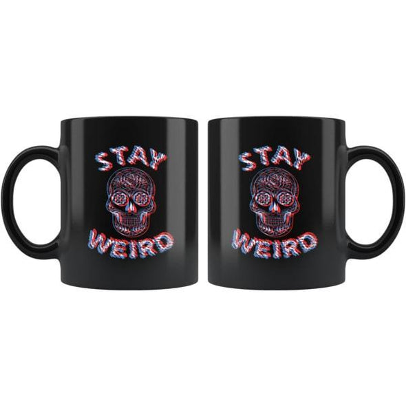 teelaunch Drinkware 11oz Stay Weird Black Coffee Mug