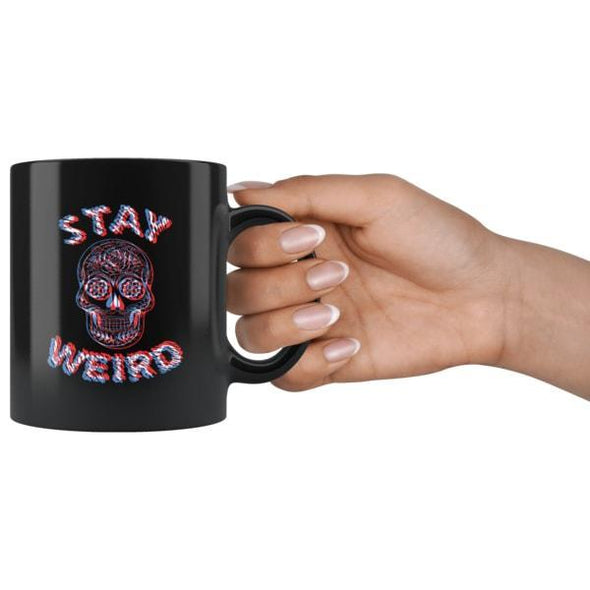 teelaunch Drinkware 11oz Stay Weird Black Coffee Mug