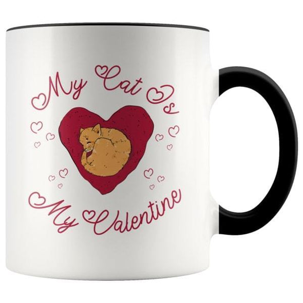 teelaunch Drinkware Black My Cat Is My Valentine Accent Coffee Mug