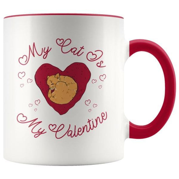 teelaunch Drinkware Red My Cat Is My Valentine Accent Coffee Mug