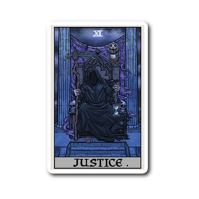 teelaunch Stickers Sticker Justice Tarot Card - Ghoulish Edition Sticker