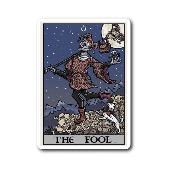 præcedens overtro reparatøren The Fool Tarot Card - Ghoulish Edition Sticker | The Ghoulish Garb